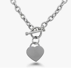Heart Charm With Toggle Chain Necklace 