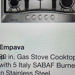 NEW 30" Gas Stove Cooktop W/5 Italy SABAF Burners