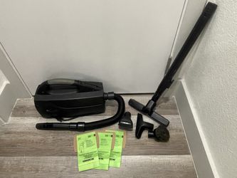 Oreck XL Compact Canister Vacuum + 3 New Bags & Attachments