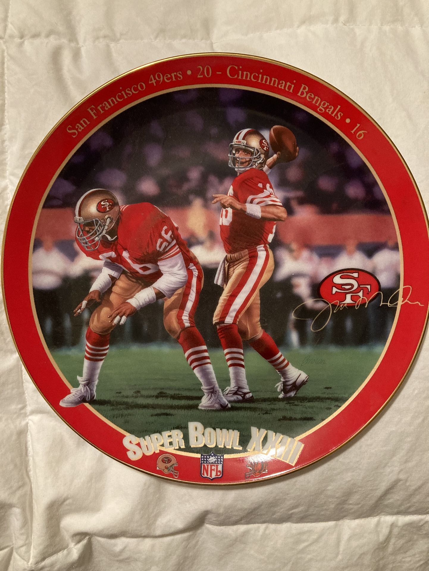 Joe Montana super bowll XXXIII collectible plate from the Bradford Exchange