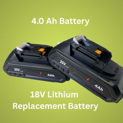 2 Pack of 4.0 Ah 18V Lithium Replacement Batteries for Makita