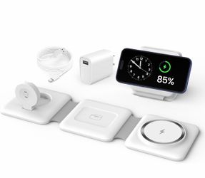 Charging Station for Apple Multiple Devices - 3 in 1 Foldable Magnetic Wireless Charger Dock - Travel Charging Pad for iPhone 16 15 14 13 12 Pro Max P
