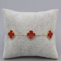 Brazalete Clover red 14k