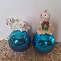 Polar Bear Christmas Ball Ornaments Set of 2