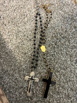 Black Bead Rosary Necklaces – Set of 2