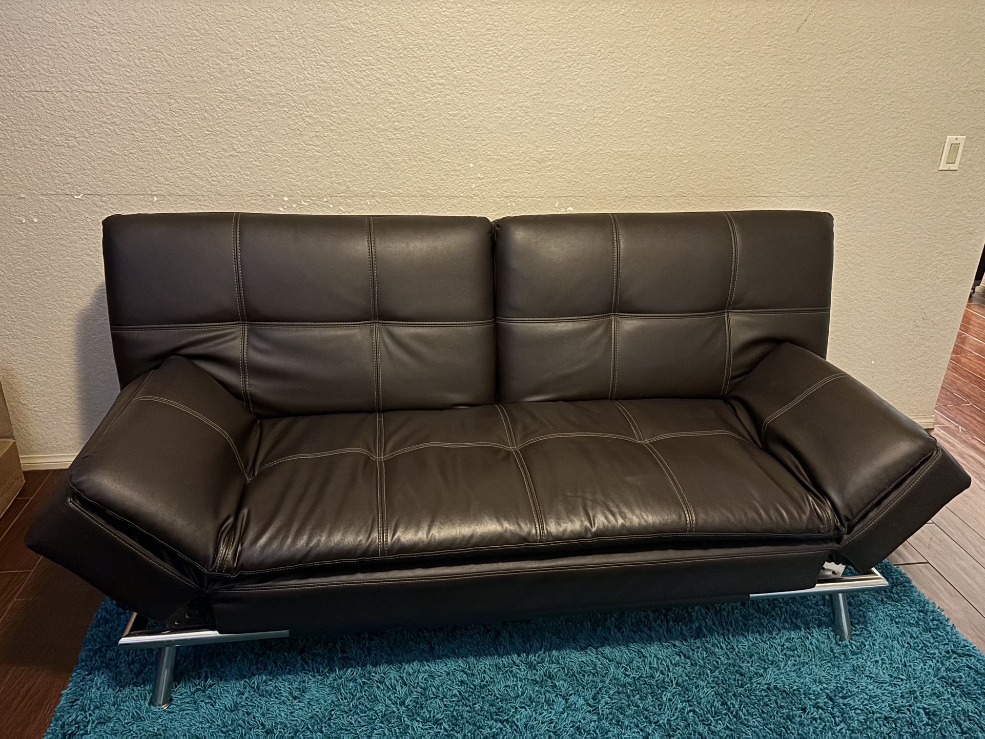 Futon (Costco, leather-look, USB ports)