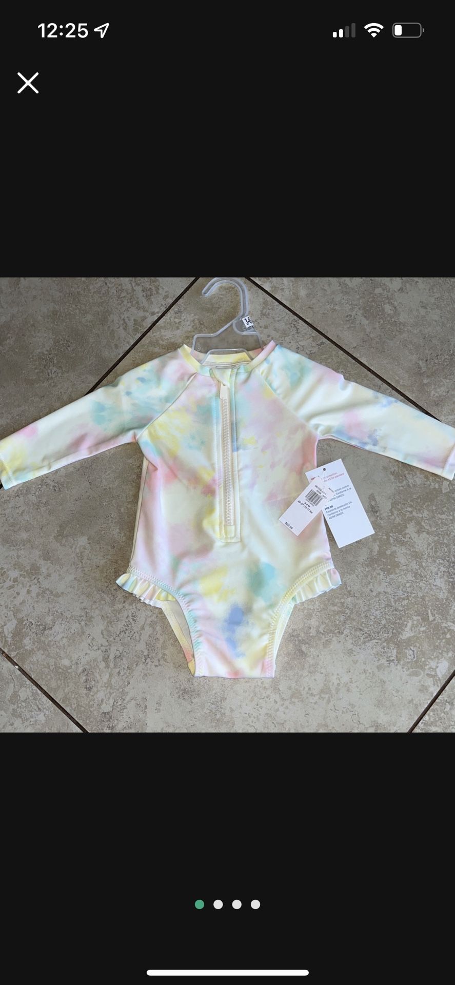 Old Navy Baby Girl’s along Sleeve Tie Dye Rash Guard, Size 3-6 Months