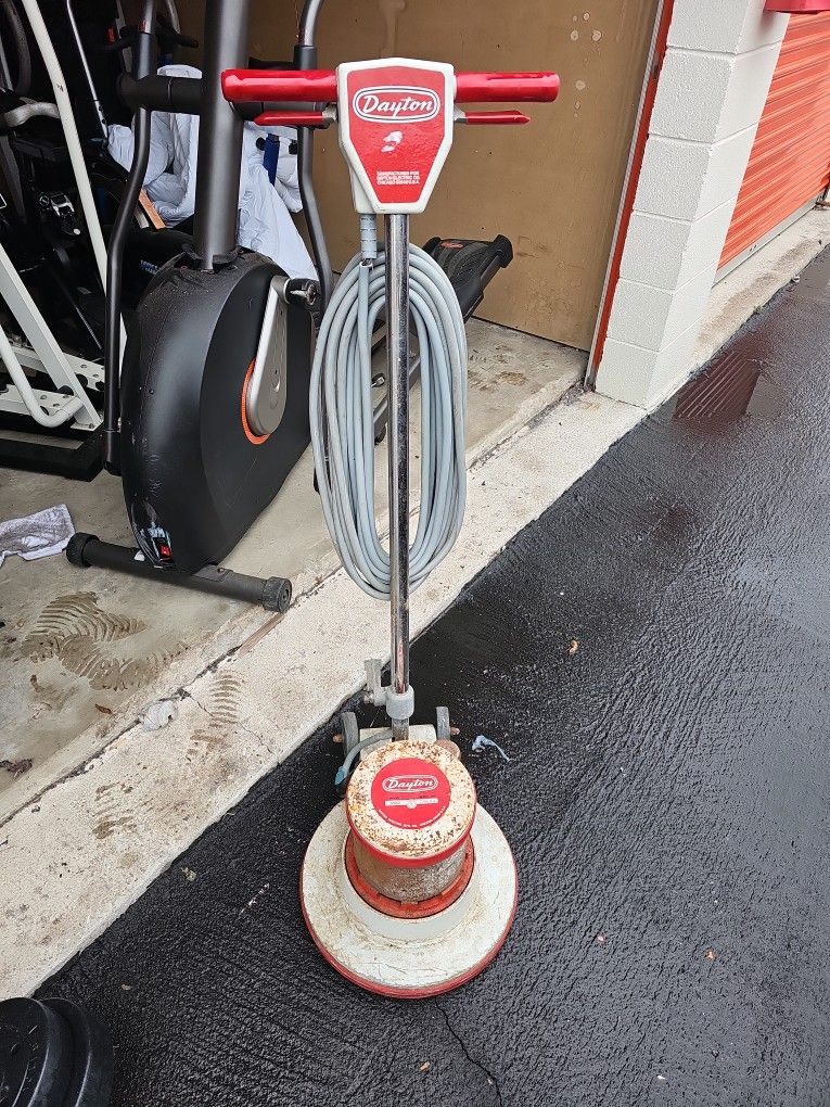 DAYTON FLOOR SCRUBBER MODEL # 3Z983
WITH SCRUBBING BRUSH ANS FLOOR PADS