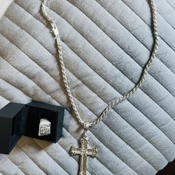 Chain and ring and Christ 925 Silver