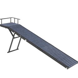 Dog Ramp, 62.0" Long Foldable Pet Ramp with Non Slip Mat & Safety Rails, 4 Heights Adjustable from 17.1" to 23.8", Portable Paw Ramp with Top Platform