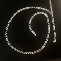 Beautiful Stainless Steel Chain With Matching Bracelet.  Chain Is 28 Inches & The Bracelet Is 8 Inches 