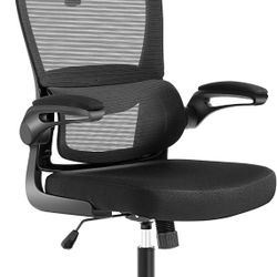 Ergonomic Office Chair,Mesh Office Chair with Lumbar Support,High Back Desk Chair with Flip-up Arms,400 lbs Big and Tall Computer Chair with Headrest,