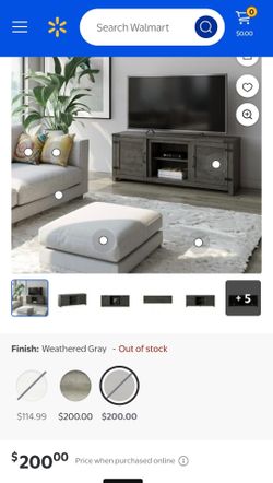 Weathered Gray Wood TV Stand with Storage