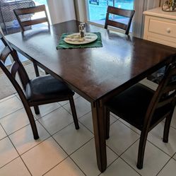 Available Small Kitchen Table With 4 Wooden Chairs,  Espresso Color