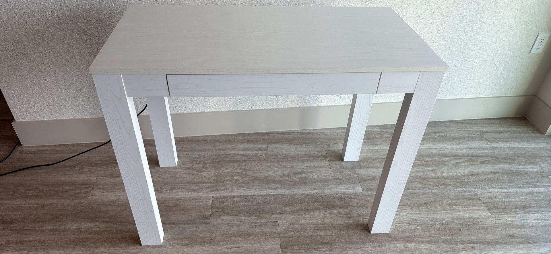 Small computer desk with drawer white wash 39 inches long