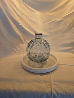 Dune Blue Recycled Glass Round Vase - 7.5” Dimpled Glass