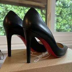 Christian Louboutin Piagelle 100 black leather pumps- worn once! Size 38.5