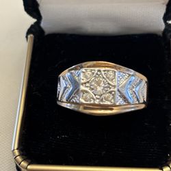 Vintage 18 K Gold Electroplated Rhinestone Cluster Men’s Ring Size 11