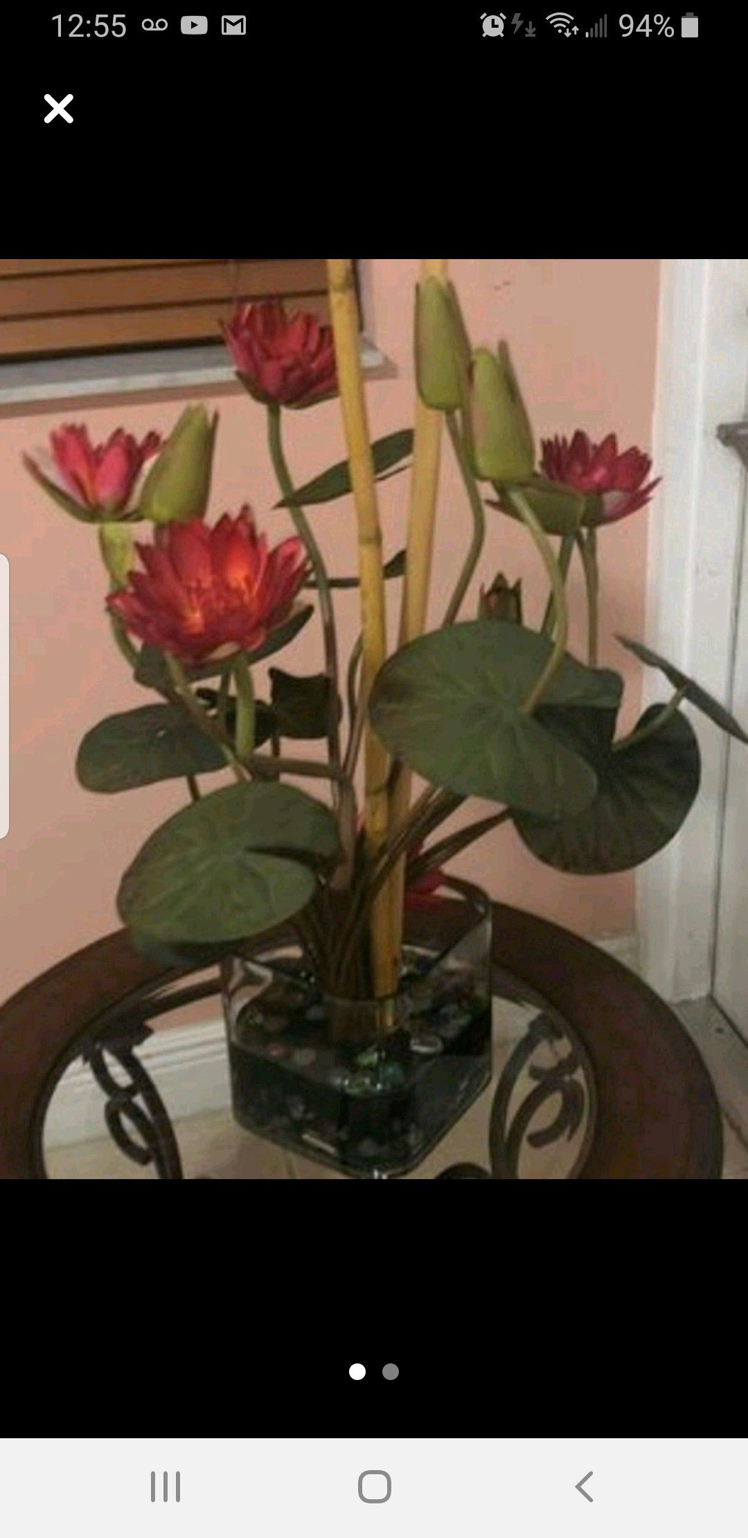 Artificial flowers decor - decoración de flores en vase de cristal Condition: Good