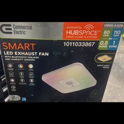 Commercial Electric 80 /110 CFM Ceiling Mount Room Side Installation Smart Bathroom Exhaust Fan and Bluetooth Speaker Powered by Hubspace