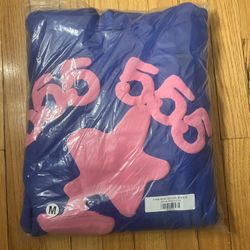 🔥 Sp5der Pink / Blue Beluga 555 Hoodie 🔥