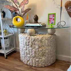 Vintage 1980s Postmodern Mactan Stone Table