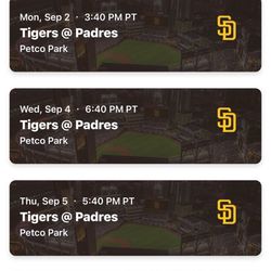 Padres Vs Tigers 2 Tickets Section 212 Row 7