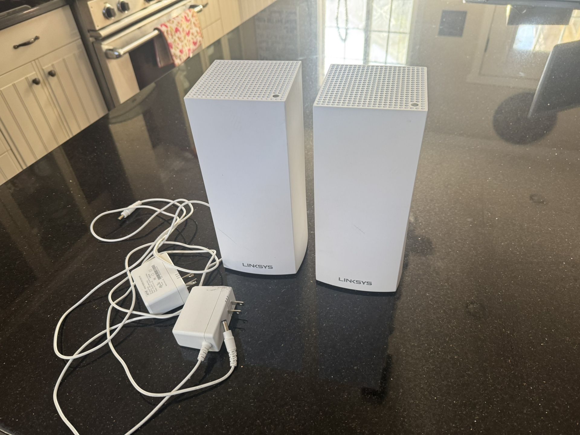 Linksys MX4200 Mesh WiFi Router - Selling 2 Linksys mesh router and power adapter for this price. Velop Tri-Band WiFi Mesh Router