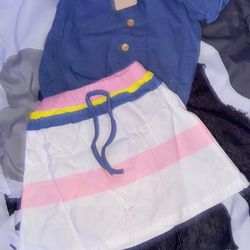 2 Pink And Blue Skirt Set For Toddlers