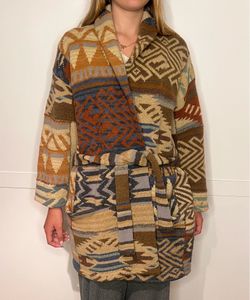 Vintage Ralph Lauren Southwestern Aztec Shawl Collar Belted Cardigan