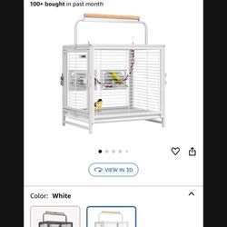 VIVOHOME 19 Inch Wrought Iron Bird Travel Carrier Cage for Parrots Conures Lovebird Cockatiel Parakeets White