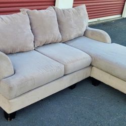 Beige Modern Microfiber 99” Sectional Sofa with Reversible Chaise