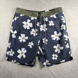 Vissla Boardshorts Men 32 Tropical Print Upcycle Coconut Poly Cotton Stretch#3B