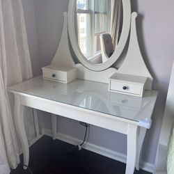 IKEA HEMNES Dressing table with mirror, white