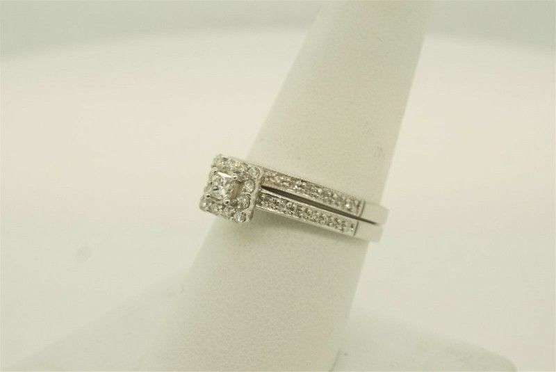 14k White Gold Women's Diamond Engagement Wedding Ring Set #22480B