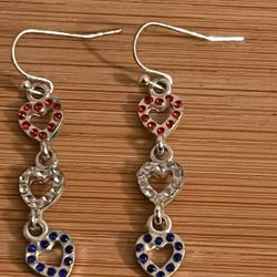 HOLIDAY LANE Silver-Tone Pavé Heart Triple Drop Earrings