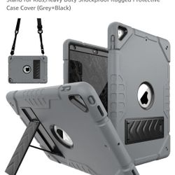 10.2 Inch IPad Case For 7th 8th 9th Gen Built In Kickstand & Strap Durable Gray