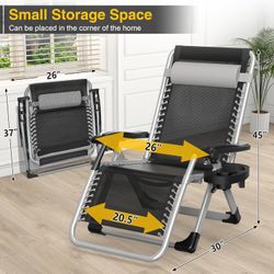 Suteck Zero Gravity Chair, Reclining Camping Lounge Chair with Aluminum Alloy Lock, Folding Patio Recliner w/Removable Pad, Adjustable Headrest and Si