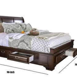 Anterius Eastern King Size bed Frame With 6-side Drawers
