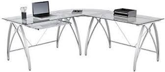 Vista style glass desk L-shaped with keyboard drawer