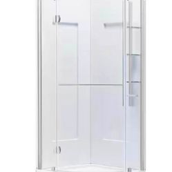 Glacier Bay Glamour 33.66 in. x 76.40 in. 2-Piece Direct-to-Stud Corner Shower Wall Set