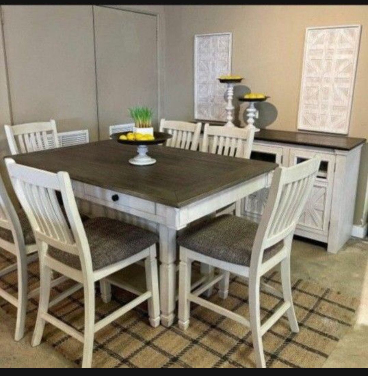 Counter Height Dining Table And 4 Bar Stools Whitewashed Bolanburg By Ashley 🥂 New Brand 👌 Kitchen/ Dining Room ✅
