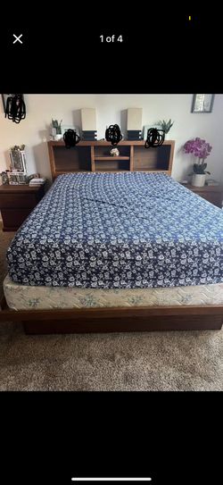 Wooden Queen Bed With Side Dressers