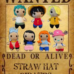 Set Of 7 One Piece Straw Hat Pirates 