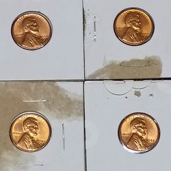 Uncirculated wheat pennys 1958-D US COIN lot of 4