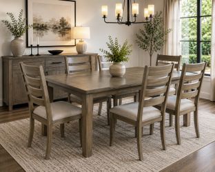 Modern Wood Dining Table Set with 6 Chairs