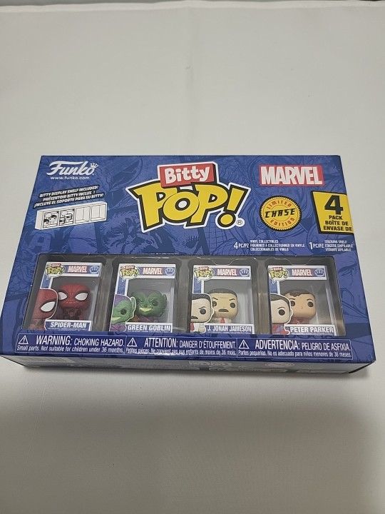 Funko Bitty Pop!: Marvel's  Spider-Man 4-Pack W/ Peter Parker CHASE NIB (RX)