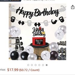 Gym Birthday Cake Topper & Banner