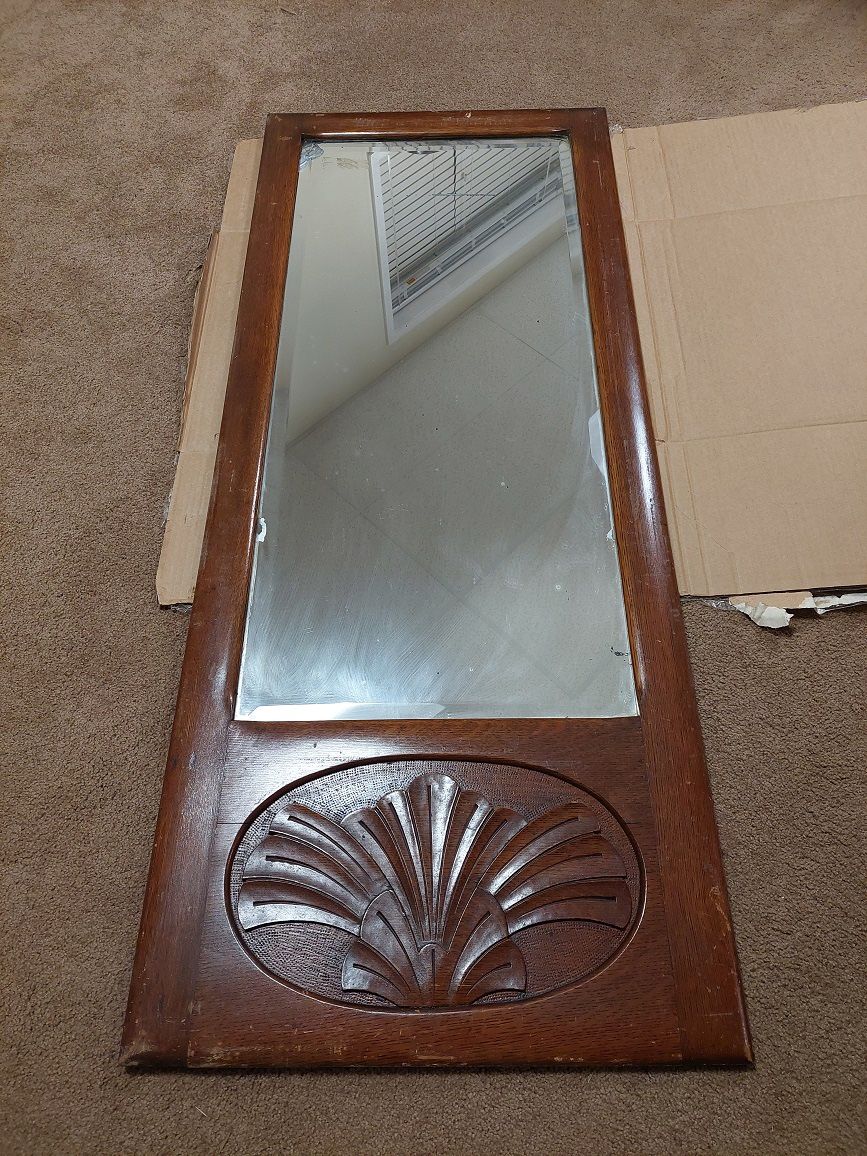 Antique Oak Full Length Wall Mirror 