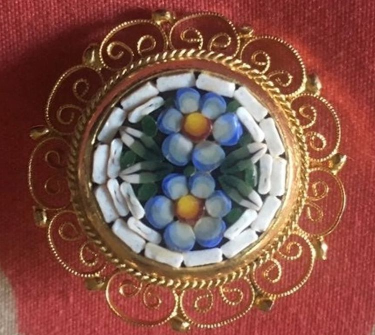 Rare Vintage Italian Micro Mosaic Brooch